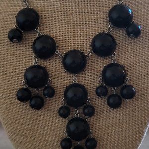 Silver Tone Chain w/ Faux Black Pieces Necklace - Fashion, Style, Jewelry